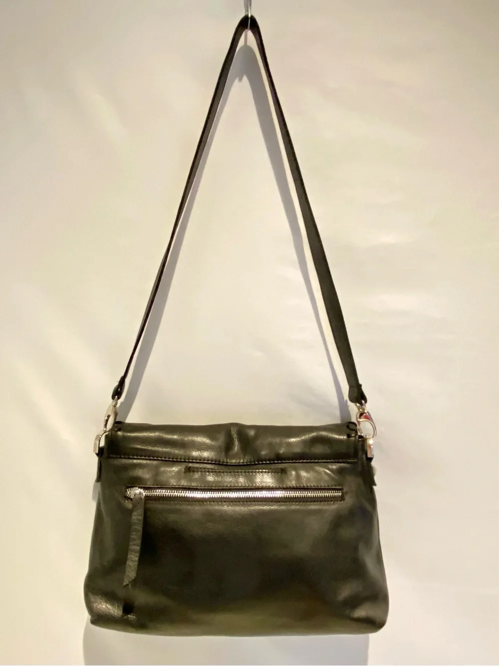 Carla Mancini Black Leather Shoulder Bag with Whipstitch Detail - Picture 4 of 9